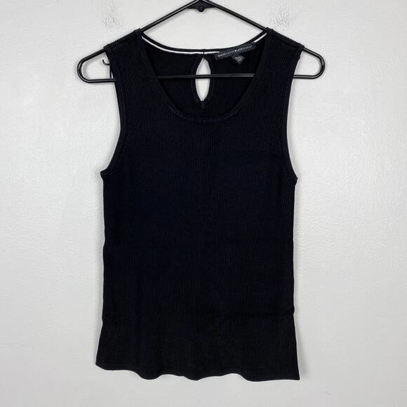 White House Black Market Ribbed Tank Top Fitted Keyhole Back Size Medium - Picture 1 of 9